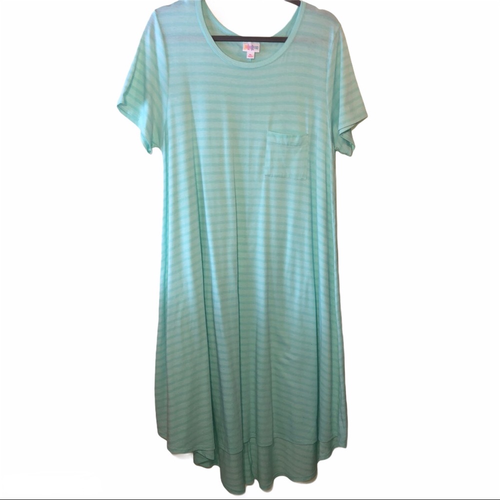 Turquoise LulaRoe Carly Dress with Hi-low hemline